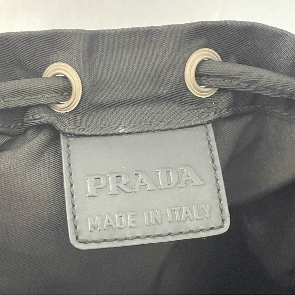 Prada black nylon triangle logo drawstring cosmetic pouch bag - Picture 8 of 10
